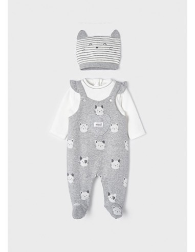 MAYORAL - Dungaree romper with hat for newborn ECOFRIENDS