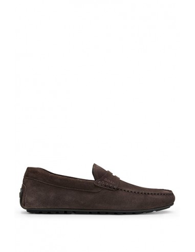 SUEDE MOCCASINS WITH BRANDED TRIM