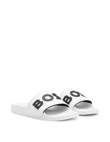 ITALIAN-MADE SLIDES WITH RAISED CONTRAST LOGO