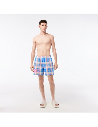 Lacoste men's quick-drying colored check swim shorts