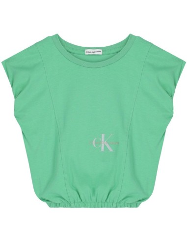 Calvin Klein camiseta verde con logo para niñas