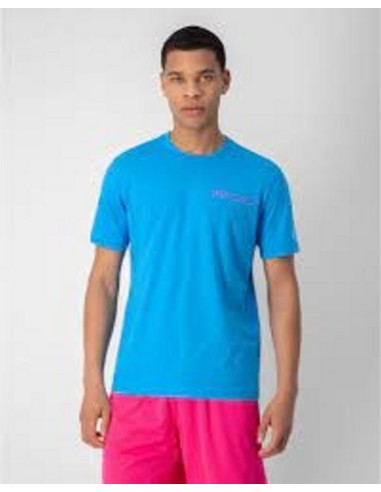 Camiseta de algodón con logotipo azul neón de Malibu