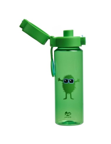 Botella de agua con clip y tapa verde