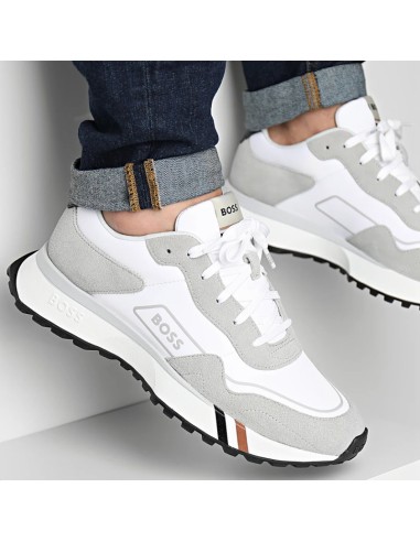 Trainers in mix of materials with stripe detail