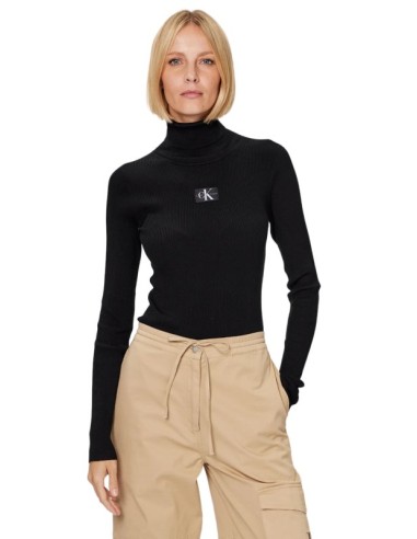 Calvin Klein Women's Black Signature Roll Neck Sweater
