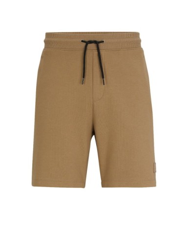HUGO - Cotton fleece shorts with matching logo plaque